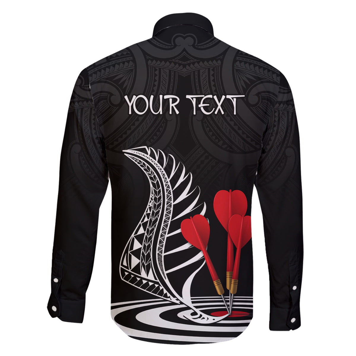Personalised New Zealand Darts Family Matching Off Shoulder Long Sleeve Dress and Hawaiian Shirt Aotearoa Maori Fern Bring It On LT14 - Polynesian Pride
