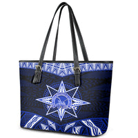 Tonga Tupou College And Queen Salote College Leather Tote Bag Tongan Ngatu Pattern LT14 - Polynesian Pride