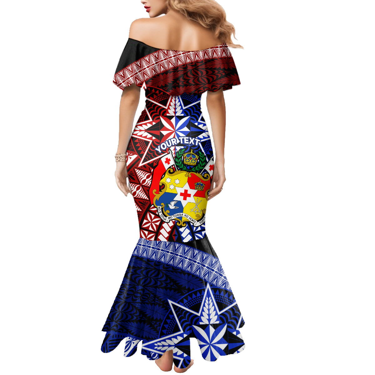 Personalised Tupou College And Kolisi Tonga Atele Family Matching Mermaid Dress and Hawaiian Shirt Tongan Ngatu Pattern LT14 - Polynesian Pride