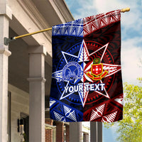 Personalised Tupou College And Kolisi Tonga Atele Garden Flag Tongan Ngatu Pattern LT14 House Flag Blue - Polynesian Pride