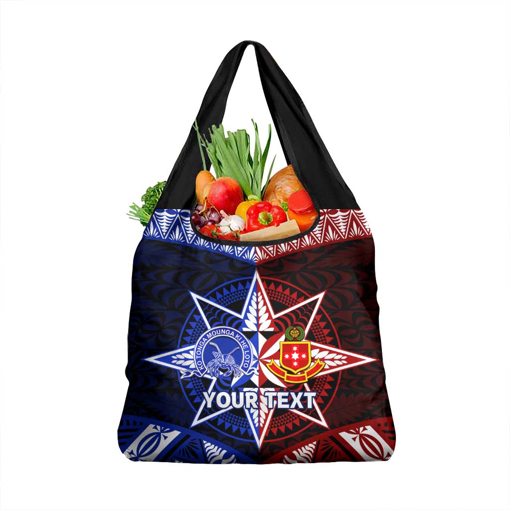 Personalised Tupou College And Kolisi Tonga Atele Grocery Bag Tongan Ngatu Pattern LT14 1-pack One Size Blue - Polynesian Pride