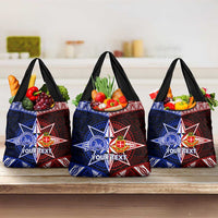 Personalised Tupou College And Kolisi Tonga Atele Grocery Bag Tongan Ngatu Pattern LT14 3-pack One Size Blue - Polynesian Pride