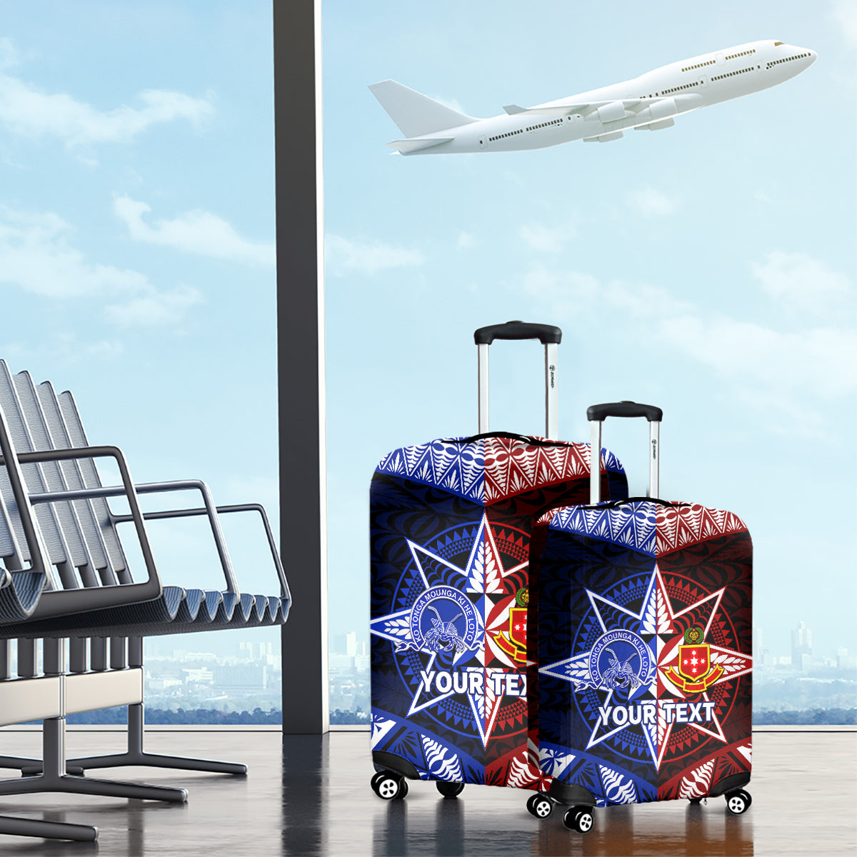 Personalised Tupou College And Kolisi Tonga Atele Luggage Cover Tongan Ngatu Pattern LT14 - Polynesian Pride