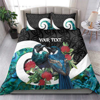 Personalised Valentine's Day New Zealand Bedding Set Tui Bird Couple Kowhaiwhai Mix Pohutukawa LT14 - Polynesian Pride