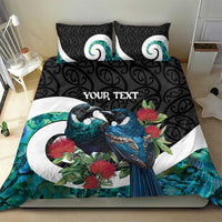 Personalised Valentine's Day New Zealand Bedding Set Tui Bird Couple Kowhaiwhai Mix Pohutukawa LT14 - Polynesian Pride