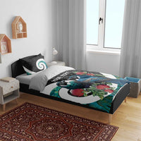 Personalised Valentine's Day New Zealand Bedding Set Tui Bird Couple Kowhaiwhai Mix Pohutukawa LT14 - Polynesian Pride