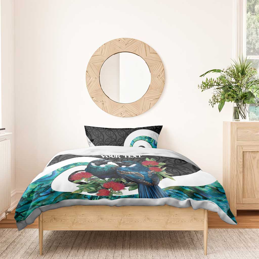 Personalised Valentine's Day New Zealand Bedding Set Tui Bird Couple Kowhaiwhai Mix Pohutukawa LT14 - Polynesian Pride