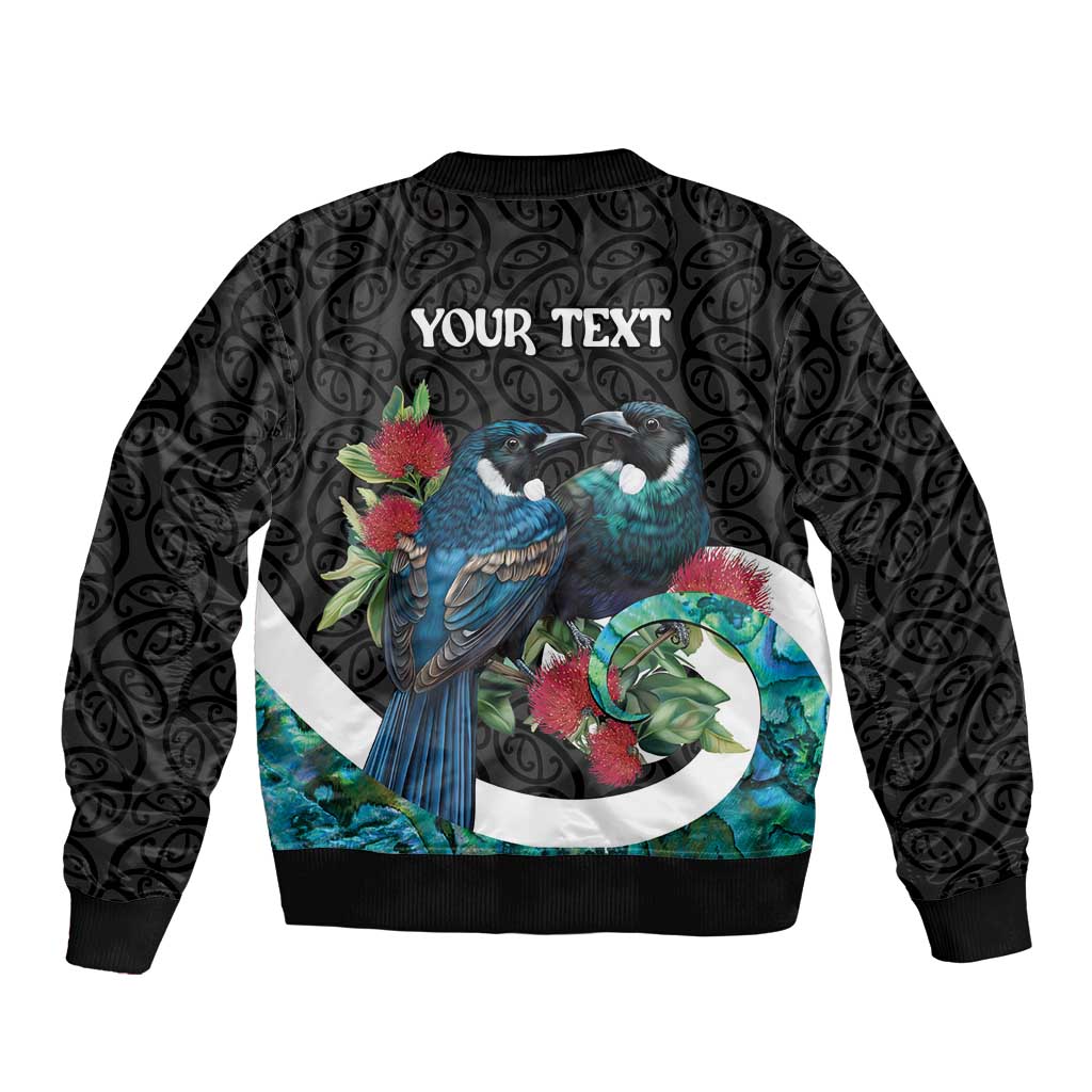 Personalised Valentine's Day New Zealand Bomber Jacket Tui Bird Couple Kowhaiwhai Mix Pohutukawa LT14 - Polynesian Pride