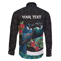 Personalised Valentine's Day New Zealand Family Matching Off Shoulder Maxi Dress and Hawaiian Shirt Tui Bird Couple Kowhaiwhai Mix Pohutukawa LT14 - Polynesian Pride