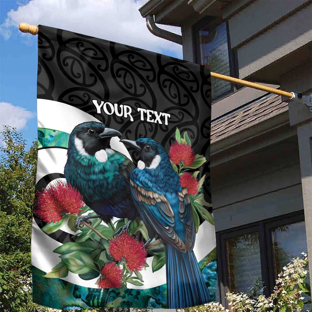 Personalised Valentine's Day New Zealand Garden Flag Tui Bird Couple Kowhaiwhai Mix Pohutukawa LT14 - Polynesian Pride