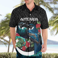 Personalised Valentine's Day New Zealand Hawaiian Shirt Tui Bird Couple Kowhaiwhai Mix Pohutukawa LT14 - Polynesian Pride