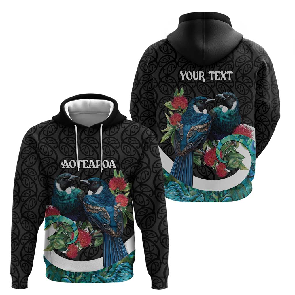 Personalised Valentine's Day New Zealand Hoodie Tui Bird Couple Kowhaiwhai Mix Pohutukawa LT14 - Polynesian Pride