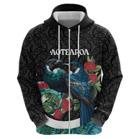 Personalised Valentine's Day New Zealand Hoodie Tui Bird Couple Kowhaiwhai Mix Pohutukawa LT14 - Polynesian Pride