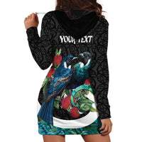 Personalised Valentine's Day New Zealand Hoodie Dress Tui Bird Couple Kowhaiwhai Mix Pohutukawa LT14 - Polynesian Pride