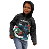 Personalised Valentine's Day New Zealand Kid Hoodie Tui Bird Couple Kowhaiwhai Mix Pohutukawa LT14 - Polynesian Pride
