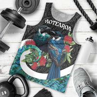 Personalised Valentine's Day New Zealand Men Tank Top Tui Bird Couple Kowhaiwhai Mix Pohutukawa LT14 - Polynesian Pride