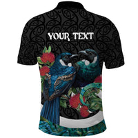 Personalised Valentine's Day New Zealand Polo Shirt Tui Bird Couple Kowhaiwhai Mix Pohutukawa LT14 - Polynesian Pride