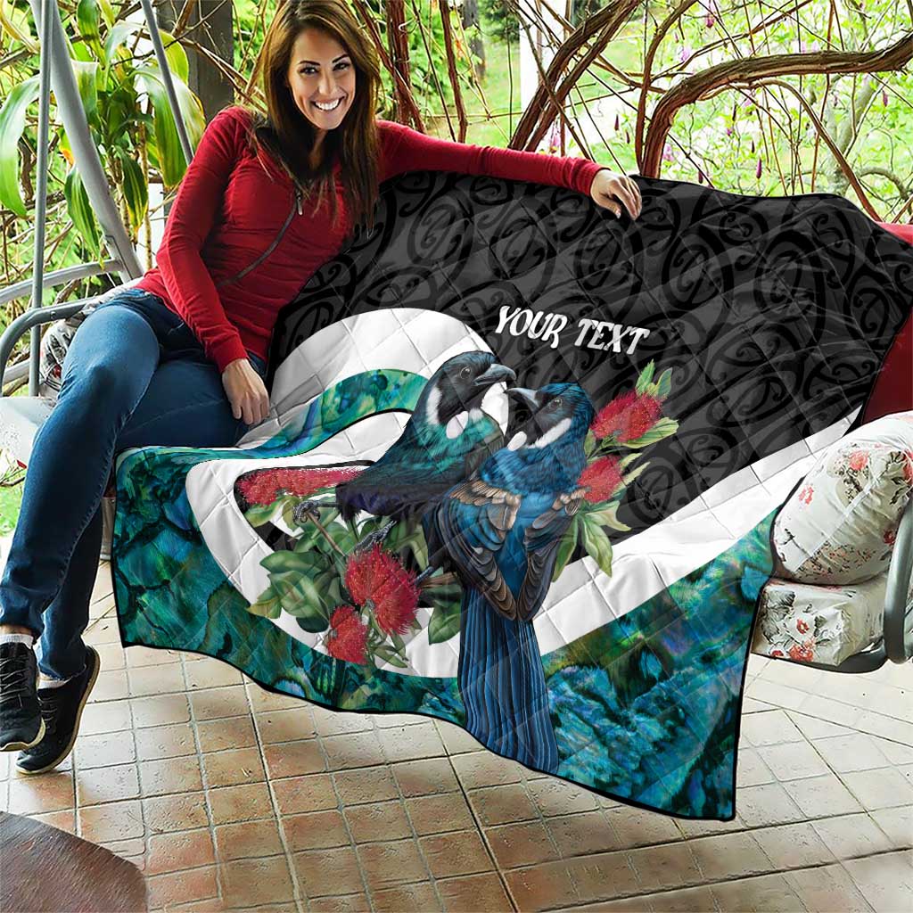 Personalised Valentine's Day New Zealand Quilt Tui Bird Couple Kowhaiwhai Mix Pohutukawa LT14 - Polynesian Pride