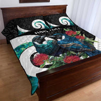 Personalised Valentine's Day New Zealand Quilt Bed Set Tui Bird Couple Kowhaiwhai Mix Pohutukawa LT14 - Polynesian Pride