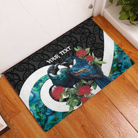 Personalised Valentine's Day New Zealand Rubber Doormat Tui Bird Couple Kowhaiwhai Mix Pohutukawa LT14 - Polynesian Pride