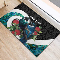 Personalised Valentine's Day New Zealand Rubber Doormat Tui Bird Couple Kowhaiwhai Mix Pohutukawa LT14 - Polynesian Pride