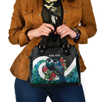 Personalised Valentine's Day New Zealand Shoulder Handbag Tui Bird Couple Kowhaiwhai Mix Pohutukawa LT14 - Polynesian Pride