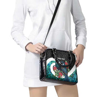 Personalised Valentine's Day New Zealand Shoulder Handbag Tui Bird Couple Kowhaiwhai Mix Pohutukawa LT14 - Polynesian Pride