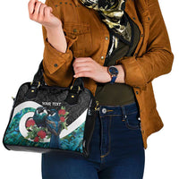 Personalised Valentine's Day New Zealand Shoulder Handbag Tui Bird Couple Kowhaiwhai Mix Pohutukawa LT14 - Polynesian Pride