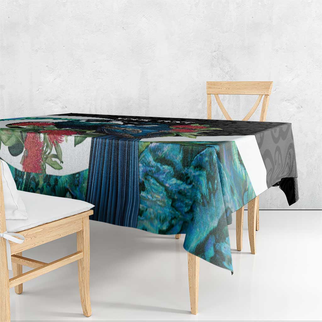 Personalised Valentine's Day New Zealand Tablecloth Tui Bird Couple Kowhaiwhai Mix Pohutukawa LT14 - Polynesian Pride