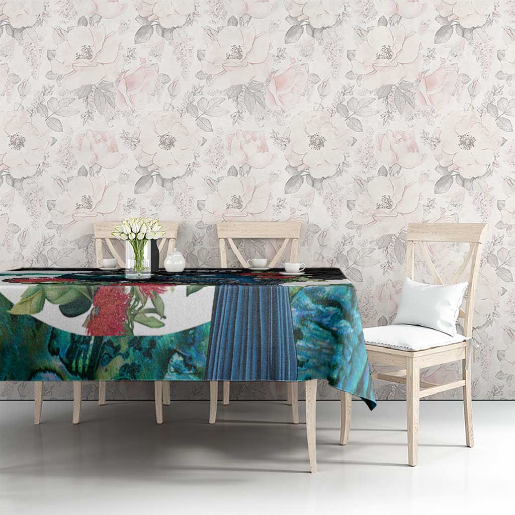 Personalised Valentine's Day New Zealand Tablecloth Tui Bird Couple Kowhaiwhai Mix Pohutukawa LT14 - Polynesian Pride