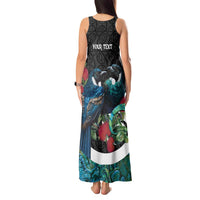 Personalised Valentine's Day New Zealand Tank Maxi Dress Tui Bird Couple Kowhaiwhai Mix Pohutukawa LT14 - Polynesian Pride