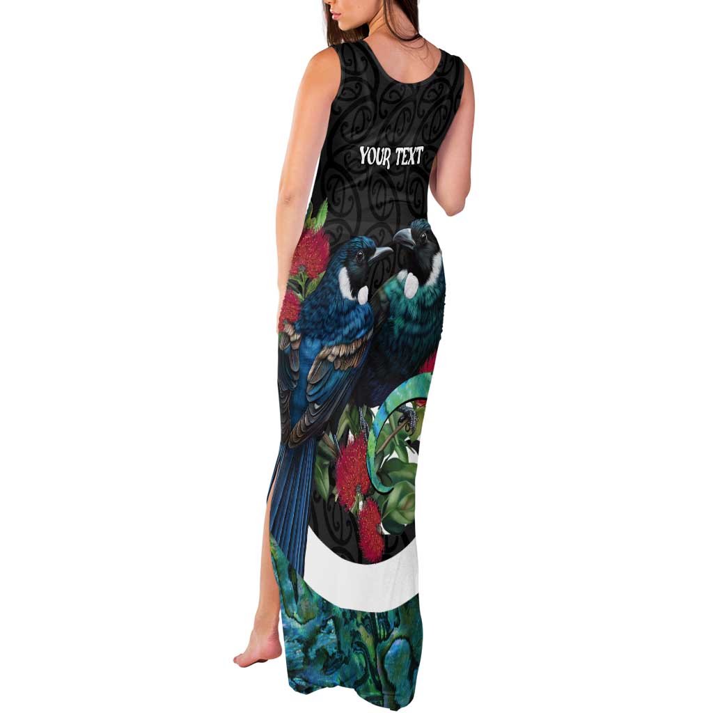 Personalised Valentine's Day New Zealand Tank Maxi Dress Tui Bird Couple Kowhaiwhai Mix Pohutukawa LT14 - Polynesian Pride