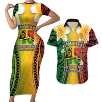 Vanuatu Independence Day Couples Matching Short Sleeve Bodycon Dress and Hawaiian Shirt Long God Yumi Stanap Happy 45th Anniversary LT14 Reggae - Polynesian Pride