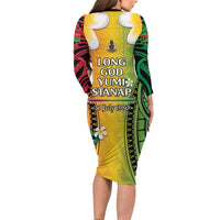 Vanuatu Independence Day Family Matching Long Sleeve Bodycon Dress and Hawaiian Shirt Long God Yumi Stanap Happy 45th Anniversary LT14 - Polynesian Pride