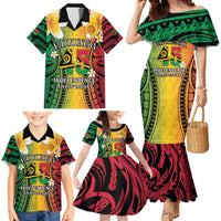 Vanuatu Independence Day Family Matching Mermaid Dress and Hawaiian Shirt Long God Yumi Stanap Happy 45th Anniversary LT14 - Polynesian Pride