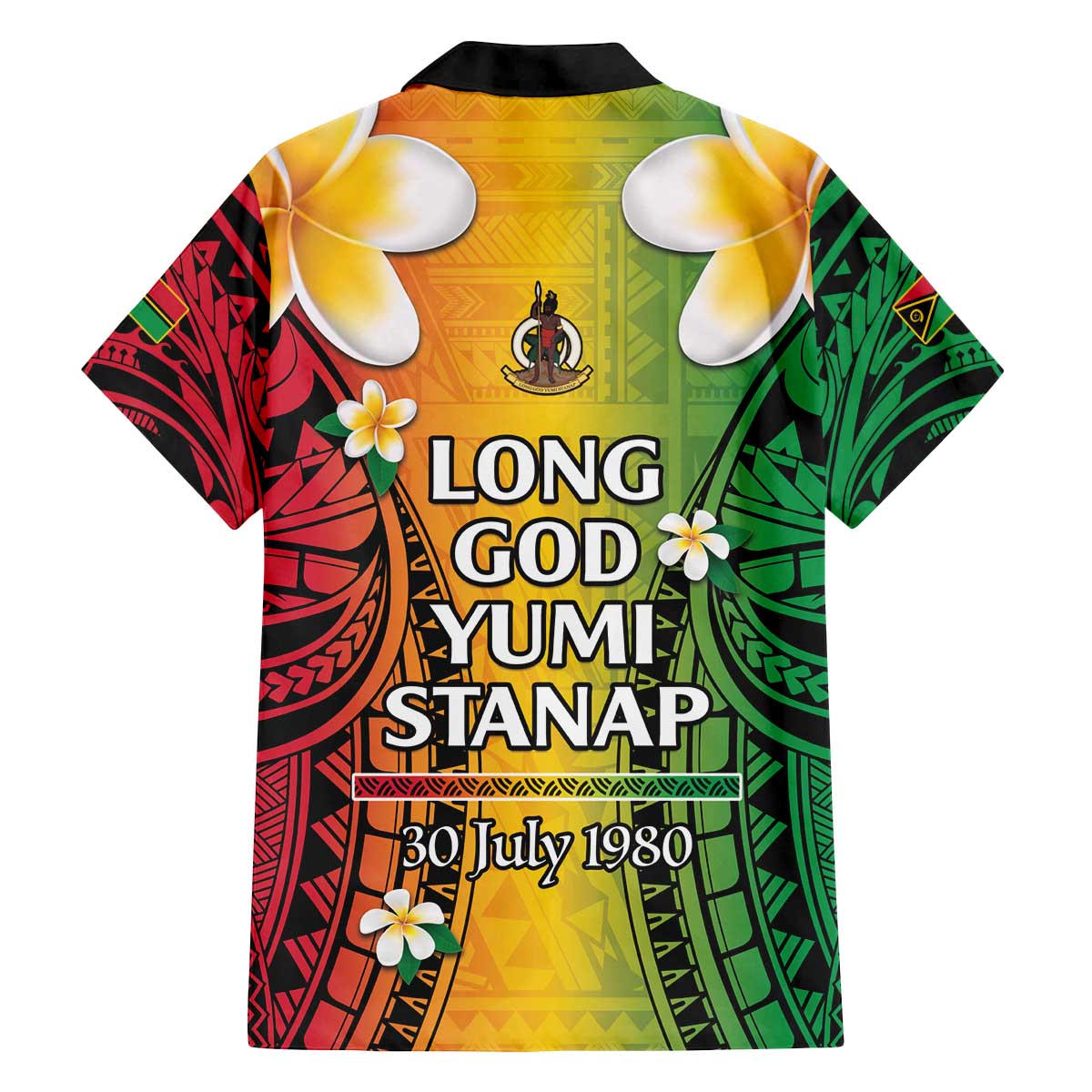Vanuatu Independence Day Family Matching Off The Shoulder Long Sleeve Dress and Hawaiian Shirt Long God Yumi Stanap Happy 45th Anniversary LT14 - Polynesian Pride
