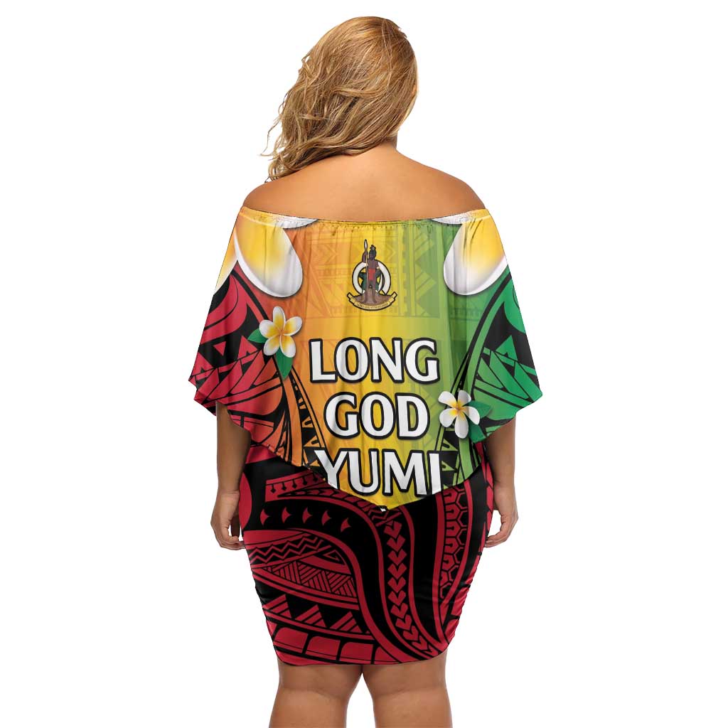Vanuatu Independence Day Family Matching Off Shoulder Short Dress and Hawaiian Shirt Long God Yumi Stanap Happy 45th Anniversary LT14 - Polynesian Pride