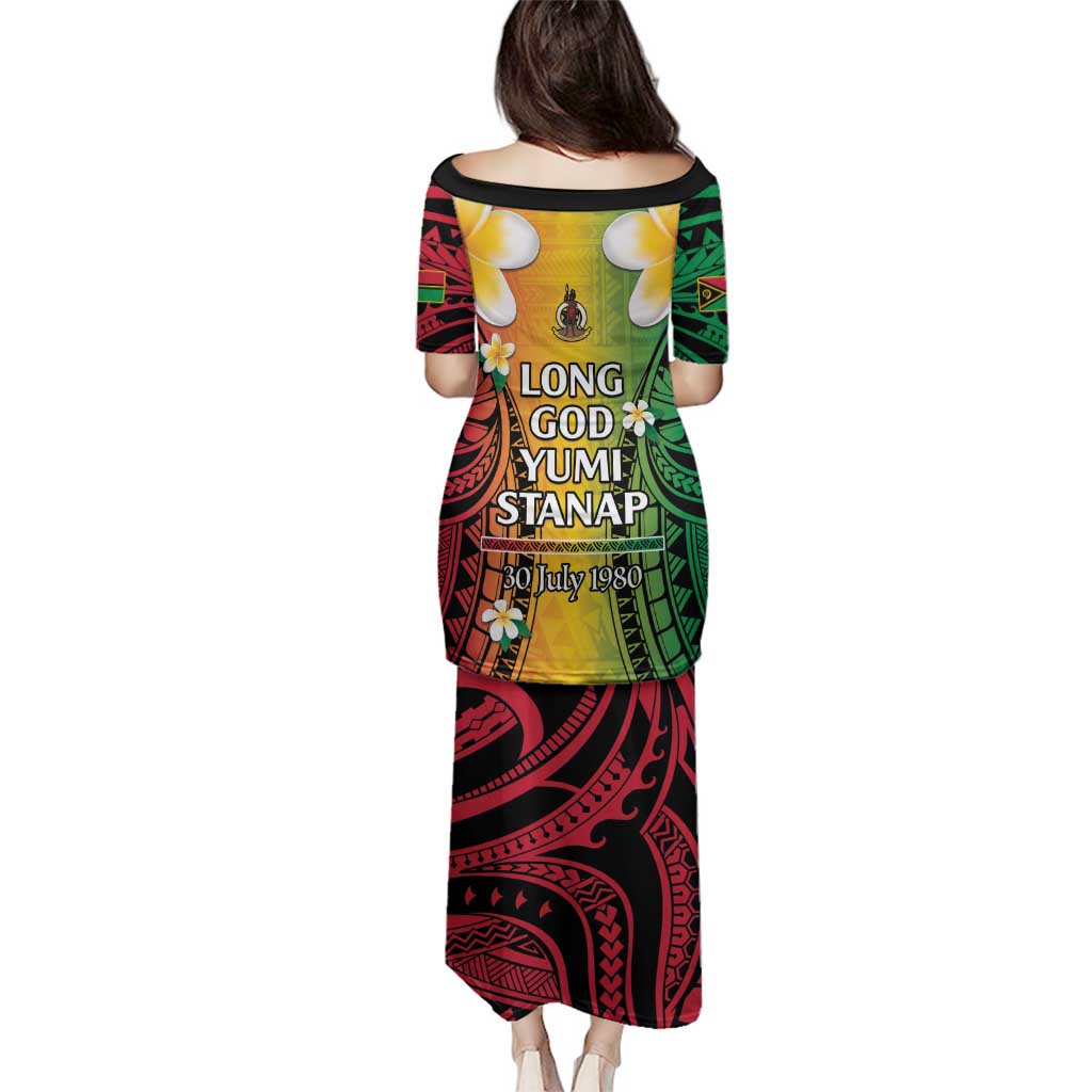 Vanuatu Independence Day Family Matching Puletasi and Hawaiian Shirt Long God Yumi Stanap Happy 45th Anniversary LT14 - Polynesian Pride