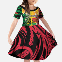 Vanuatu Independence Day Family Matching Summer Maxi Dress and Hawaiian Shirt Long God Yumi Stanap Happy 45th Anniversary LT14 Daughter's Dress Reggae - Polynesian Pride