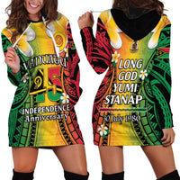 Vanuatu Independence Day Hoodie Dress Long God Yumi Stanap Happy 45th Anniversary LT14 - Polynesian Pride