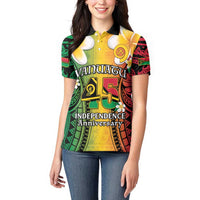 Vanuatu Independence Day Women Polo Shirt Long God Yumi Stanap Happy 45th Anniversary LT14