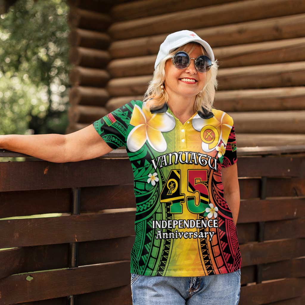 Vanuatu Independence Day Women Polo Shirt Long God Yumi Stanap Happy 45th Anniversary LT14