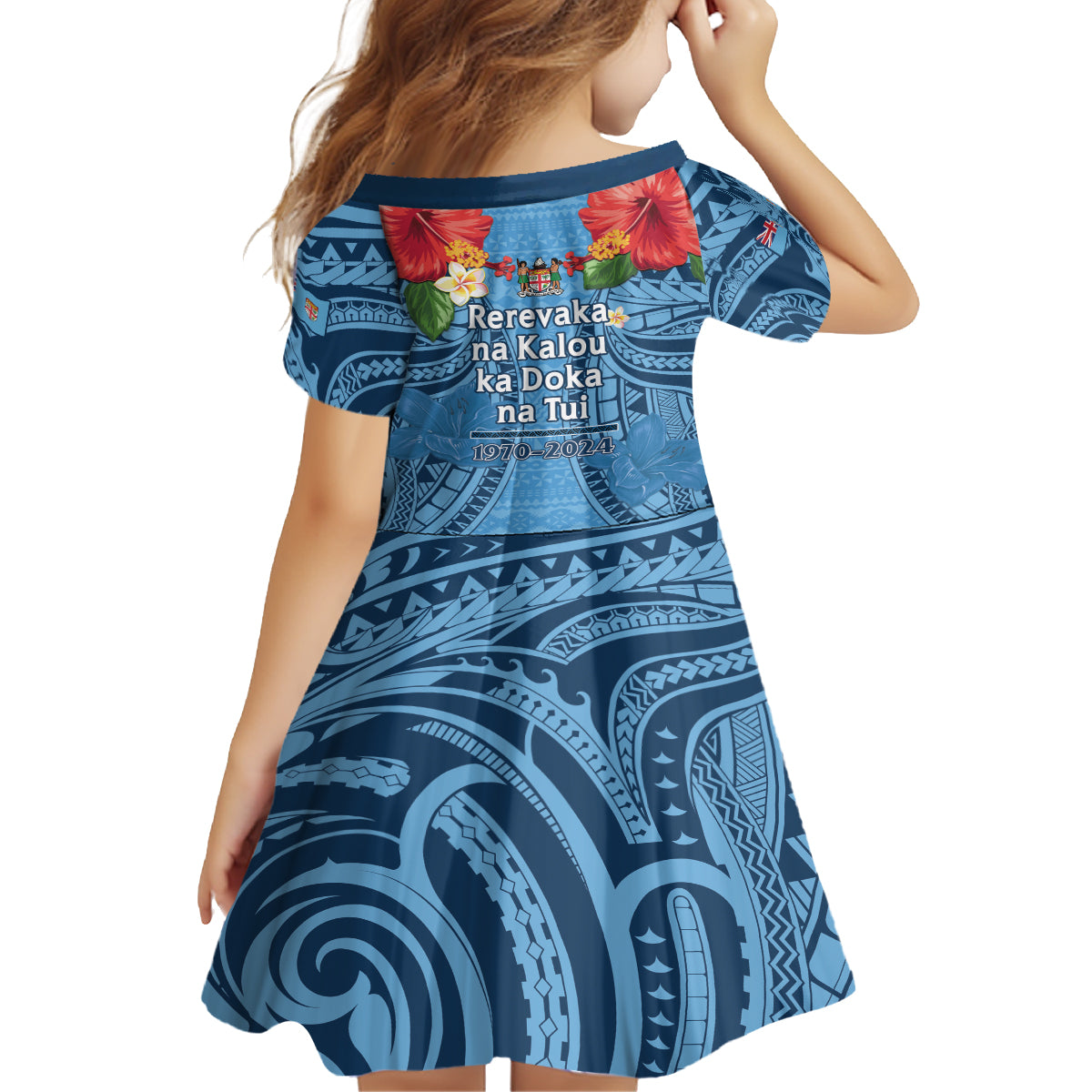 Fiji Day Family Matching Puletasi and Hawaiian Shirt Happy 54 Years Of Independence Tapa Pattern Blue LT14 - Polynesian Pride