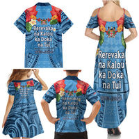 Fiji Day Family Matching Summer Maxi Dress and Hawaiian Shirt Happy 54 Years Of Independence Tapa Pattern Blue LT14 - Polynesian Pride