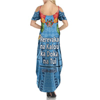 Fiji Day Family Matching Summer Maxi Dress and Hawaiian Shirt Happy 54 Years Of Independence Tapa Pattern Blue LT14 - Polynesian Pride