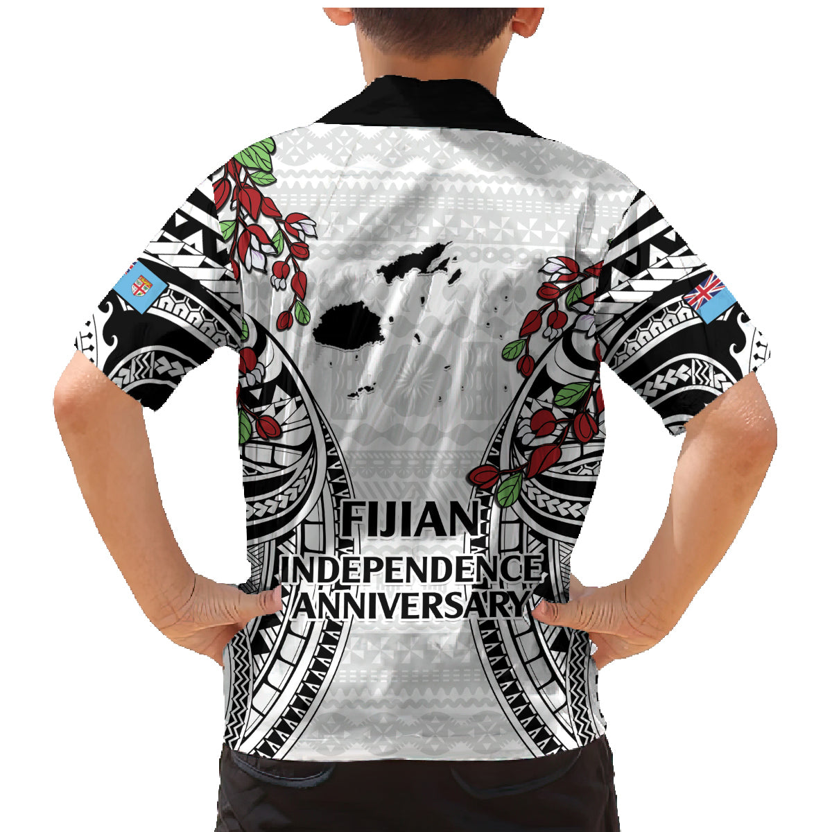 Fiji Day Family Matching Mermaid Dress and Hawaiian Shirt Happy 54 Years Of Independence Tapa Pattern White LT14 - Polynesian Pride