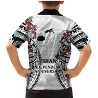Fiji Day Family Matching Mermaid Dress and Hawaiian Shirt Happy 54 Years Of Independence Tapa Pattern White LT14 - Polynesian Pride