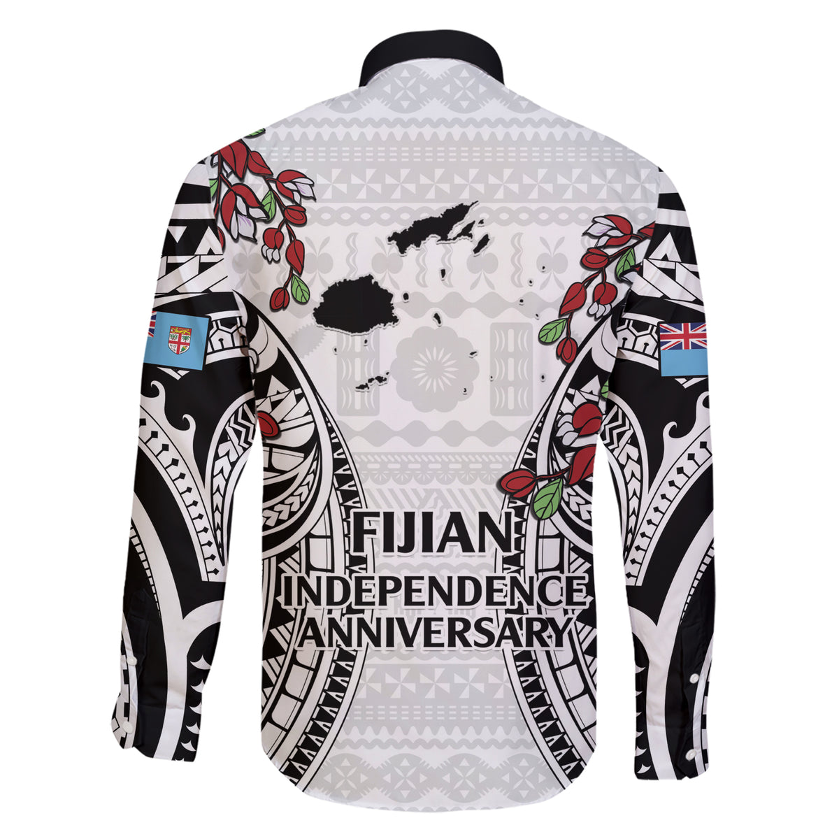 Fiji Day Family Matching Short Sleeve Bodycon Dress and Hawaiian Shirt Happy 54 Years Of Independence Tapa Pattern White LT14 - Polynesian Pride