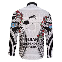 Fiji Day Family Matching Short Sleeve Bodycon Dress and Hawaiian Shirt Happy 54 Years Of Independence Tapa Pattern White LT14 - Polynesian Pride