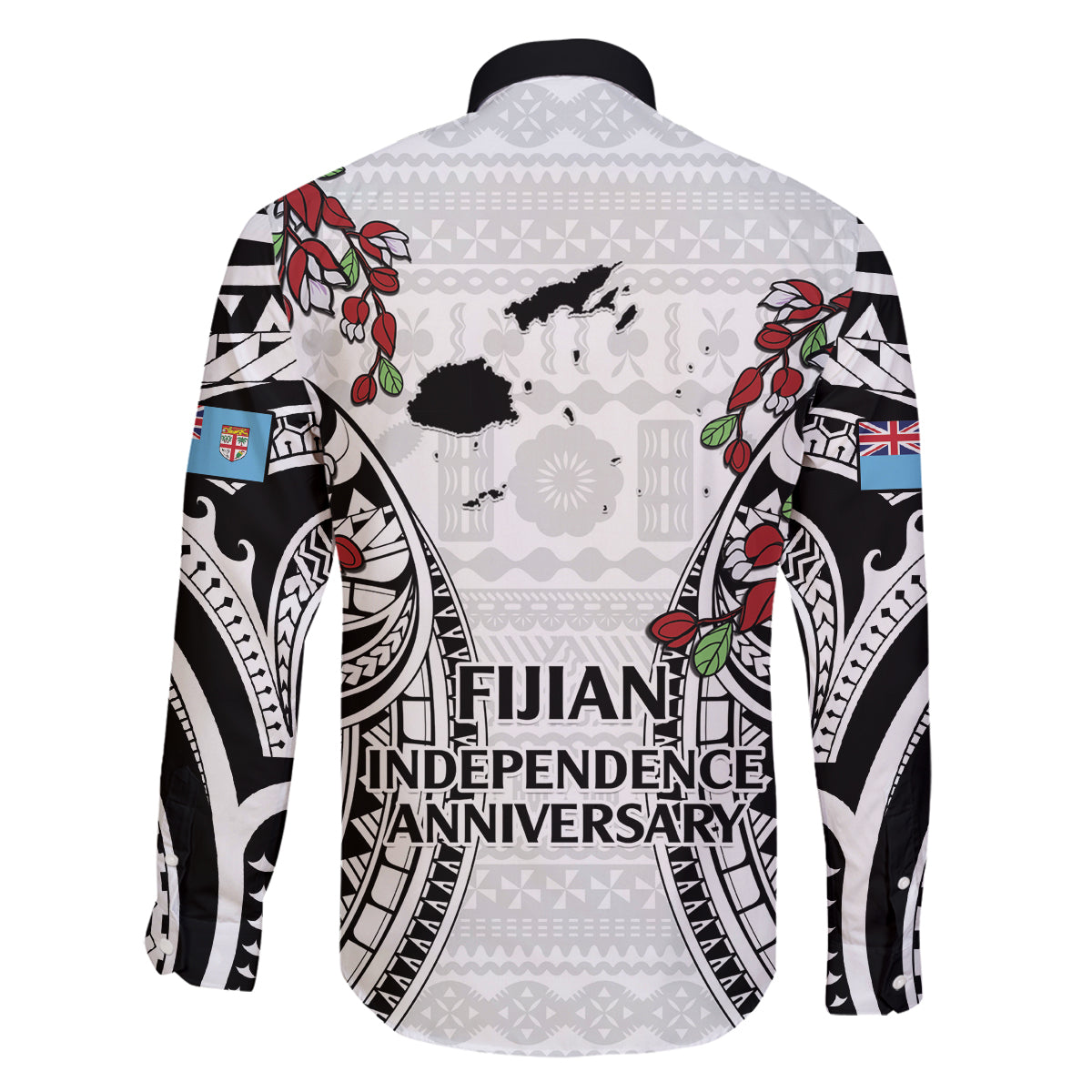 Fiji Day Family Matching Tank Maxi Dress and Hawaiian Shirt Happy 54 Years Of Independence Tapa Pattern White LT14 - Polynesian Pride
